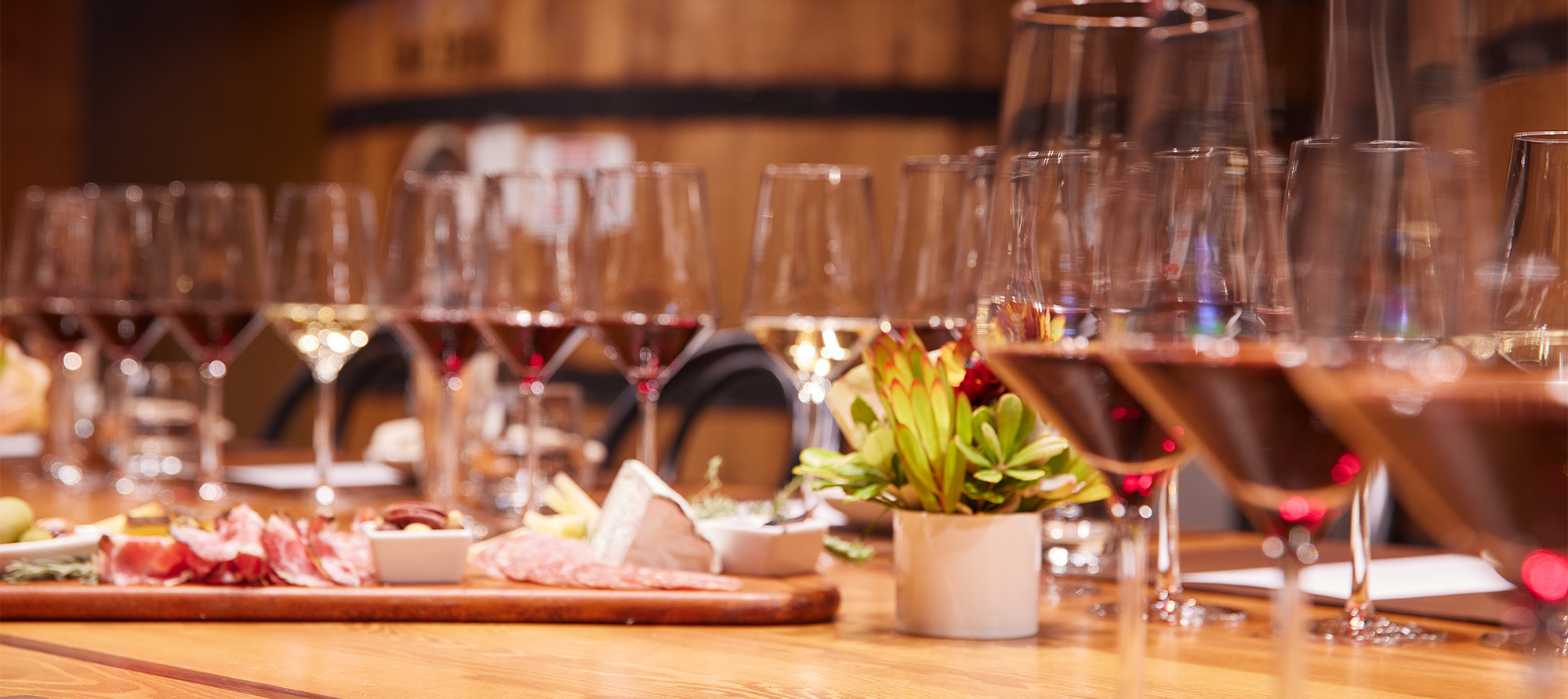 Glasses of red wine on an event table