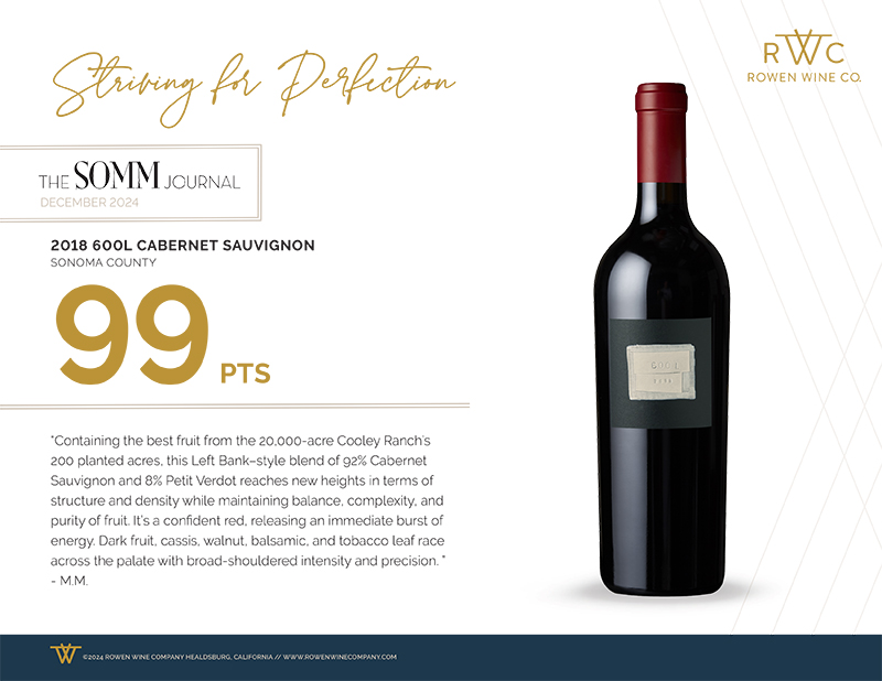 Rowen Wine Co 2018 600L Cabernet Sauvignon 99pts