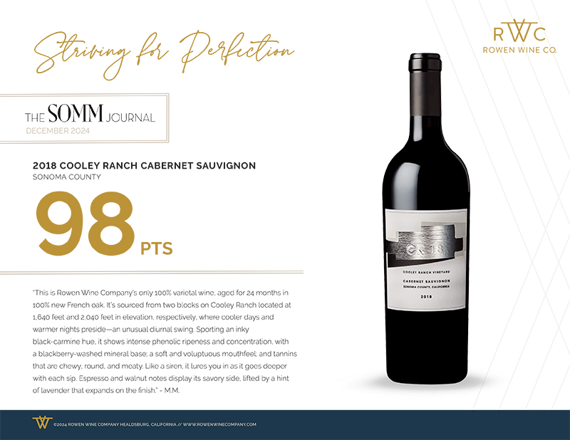 Rowen Wine Co 2018 Cooley Ranch Cabernet Sauvignon 98pts