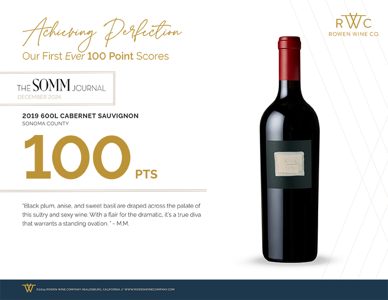 Rowen Wine Co 2019 600L Cabernet Sauvignon 100pts