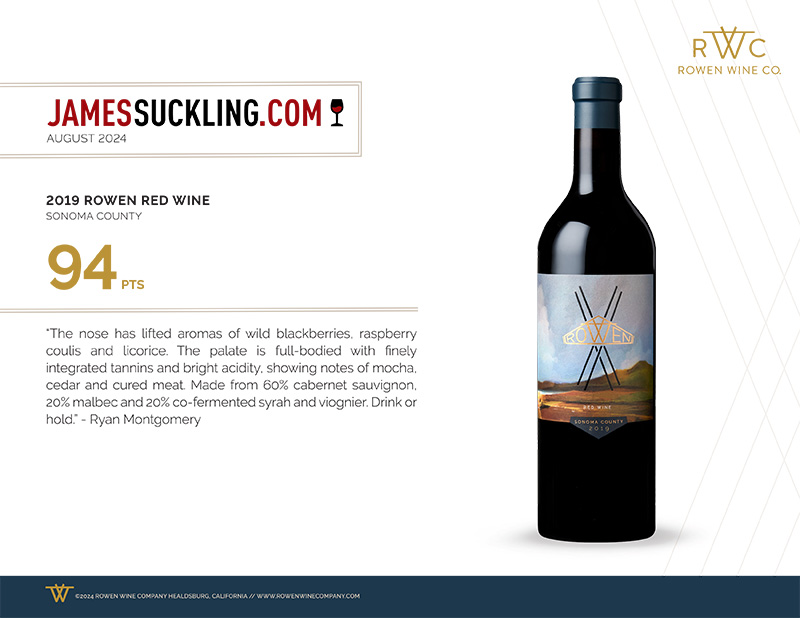 2019 Red Wine - 94pts James Suckling Sell Sheet